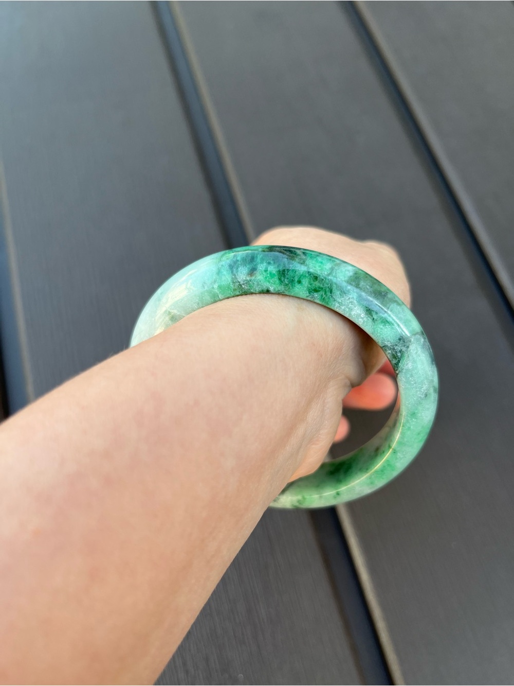 BW072-L 57.6mm Certified Untreated Grade A Burmese Jadeite Bangle Jade Bracelet - Picture 10 of 17